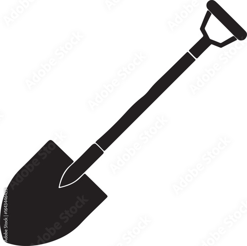 shovel sketch silhouette, vector and illustration, black and white