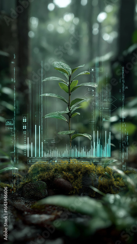 Jungle digital interface display touch responsive graph.