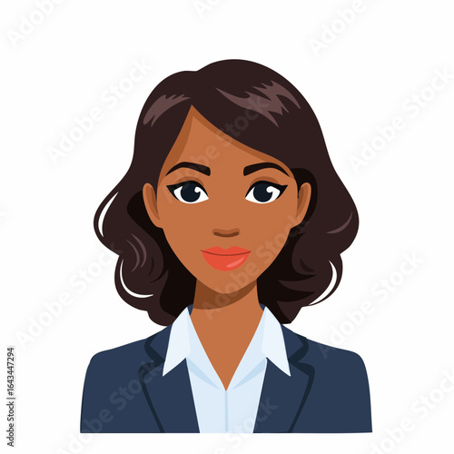 Vector portrait of a professional African American businesswoman in a blue suit