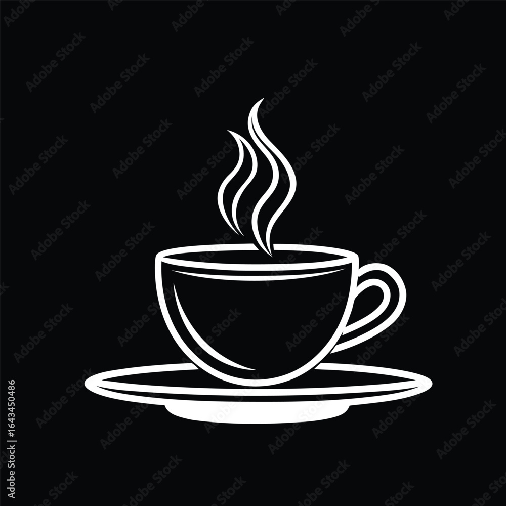 Fototapeta premium Hot Coffee Cup with Steam – Simple Outline Icon
