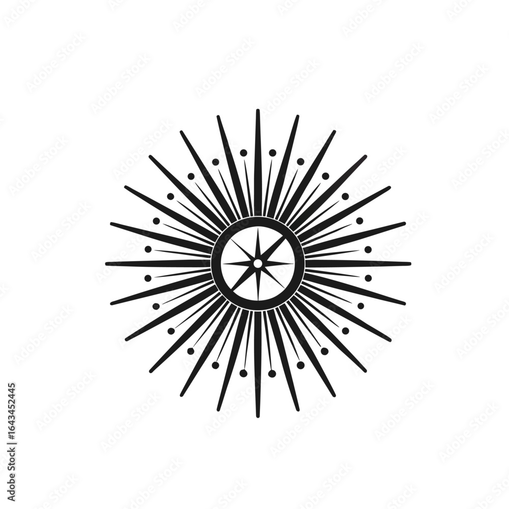 Obraz premium Decorative sunburst clock illustration