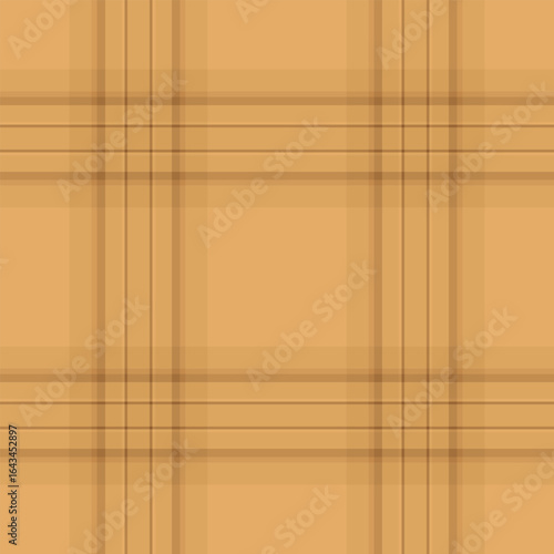 Craft texture tartan textile, packing check fabric pattern. Ethnicity vector seamless background plaid in orange color.