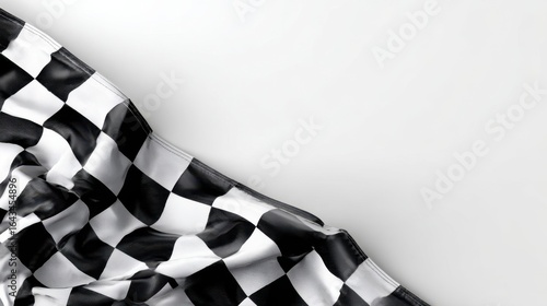 The checkered flag waving elegantly on a minimalist background