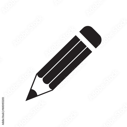 Simple black pencil icon isolated on white background