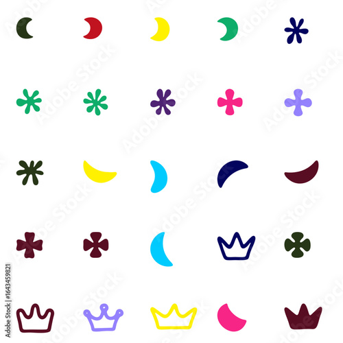 a set of different colored icons on a white background