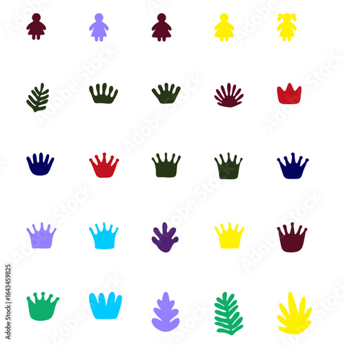 a set of nine different colored crowns