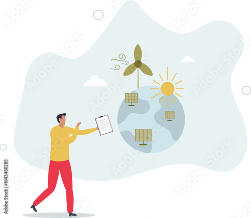 sustainable industry with windmills and solar energy panels.human life.