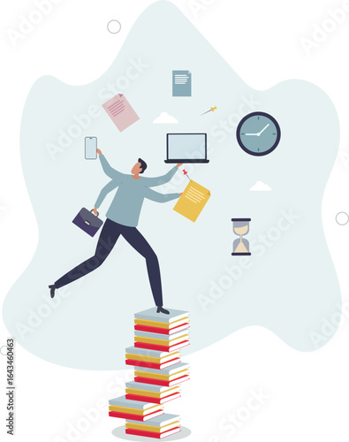 Overemployment and struggle about busy time schedule .human life.