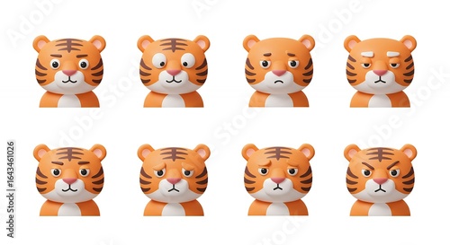 Tiger face expressions illustrations