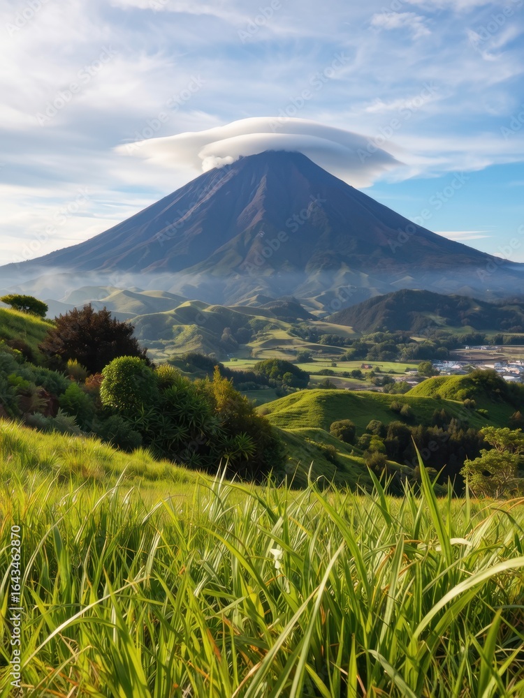 Obraz premium Breathtaking eruption of majestic volcano scenic landscape photography natural environment panoramic view nature's beauty