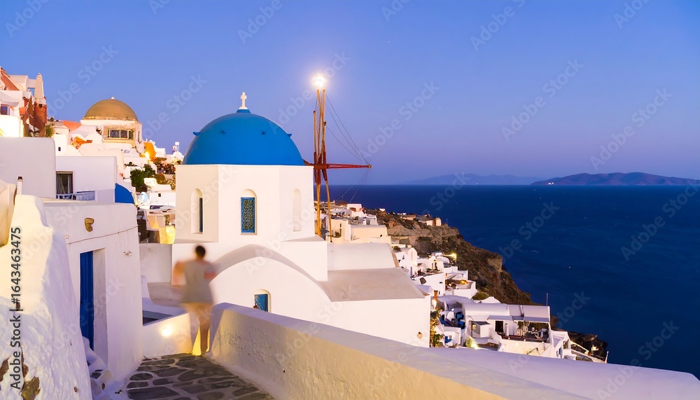 Fototapeta premium Evening view of Santorini village