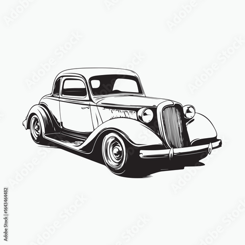 vintage car isolated on white