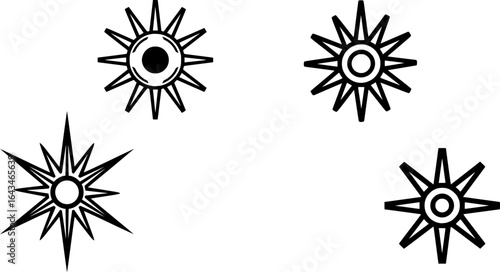 Illustration of a black spur with radiating spikes 
