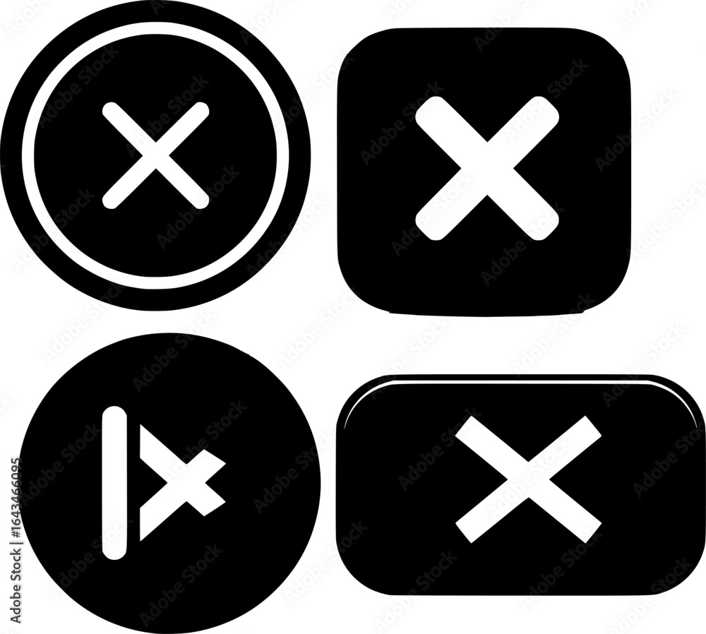 Obraz premium Black play button with white lines forming an x shape