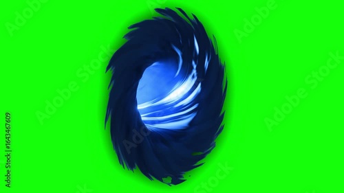 blue swirling magical portal vortex animation with glowing energy waves and sparks on green screen background for fantasy or sci-fi video compositing