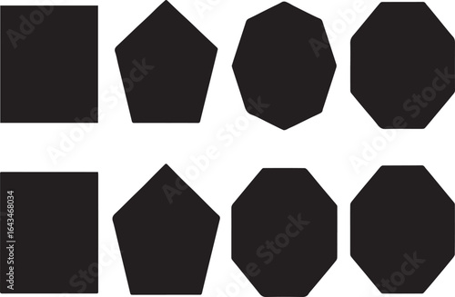 Hand-Drawn Geometric Shapes - Rectangle, Pentagon, and Octagon Icons