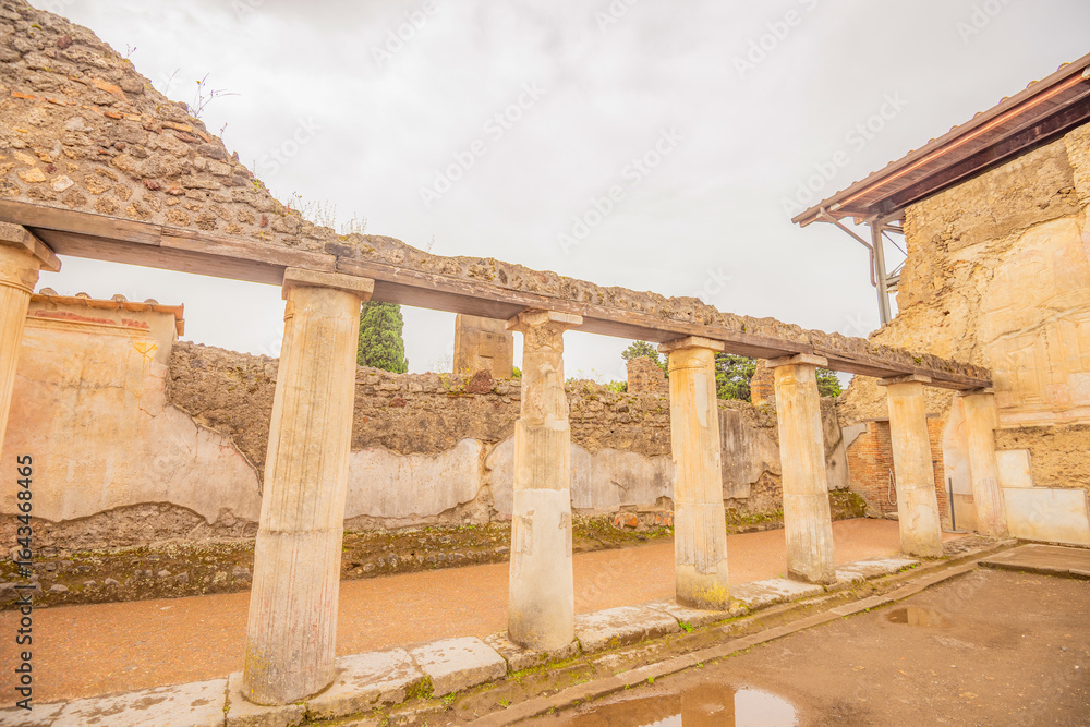 Fototapeta premium View of the historical ruins of Pompeii in Italy. Top destinations in Italy. Trip to Europe.