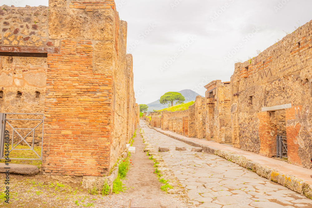 Fototapeta premium View of the historical ruins of Pompeii in Italy. Top destinations in Italy. Trip to Europe.