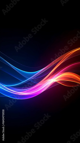 Abstract wavy lines of vibrant light