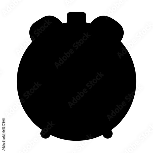 Silhouette of a classic twin bell alarm clock against a white background