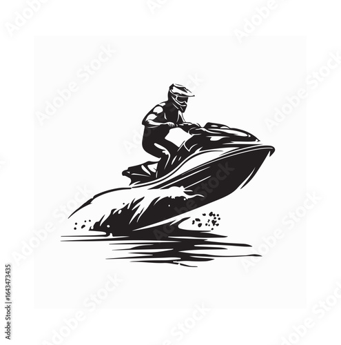 Silhouette of a Man Riding a Jet Ski on Water During an Adventure