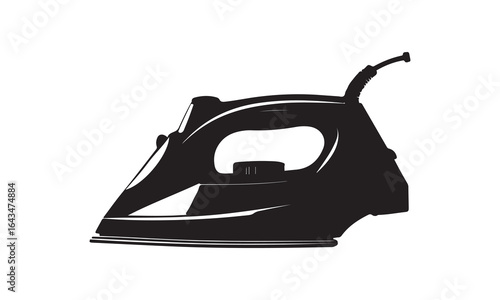 Iron Silhouette Modern Ironing Appliance Against a White Background