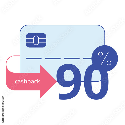 Banking icon. Credit card, 90% cashback