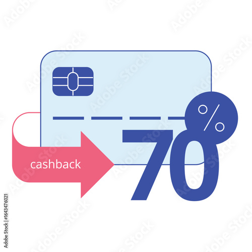 Banking icon. Credit card, 70% cashback