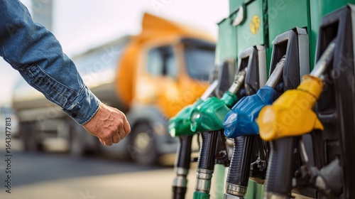 Person Reaching For Fuel Nozzle at Petrol Station