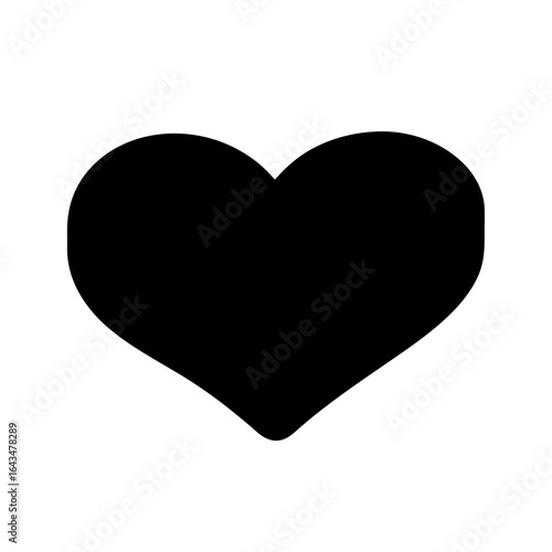 Elegant black heart shape isolated on white background, symbol of love