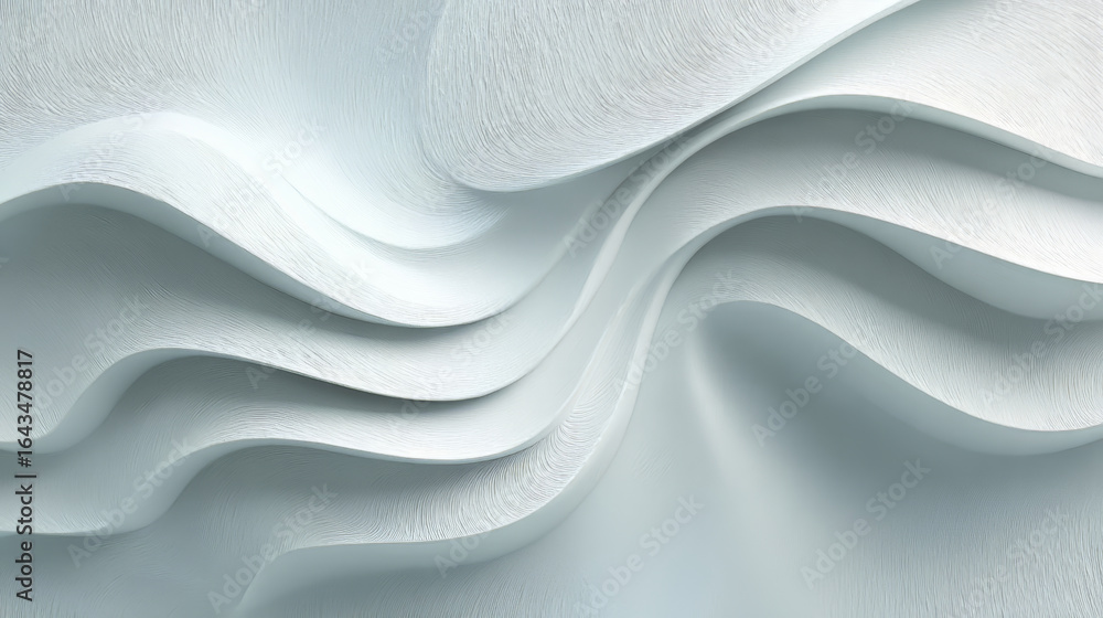 Obraz premium Close-up of layered white textured material with flowing curved shapes and soft shadows