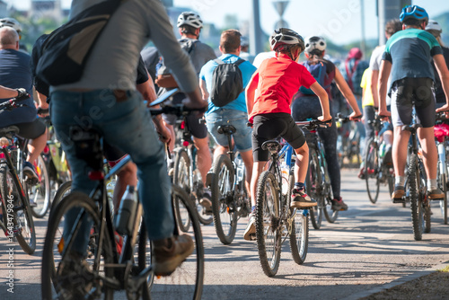 Mass bike ride in the city