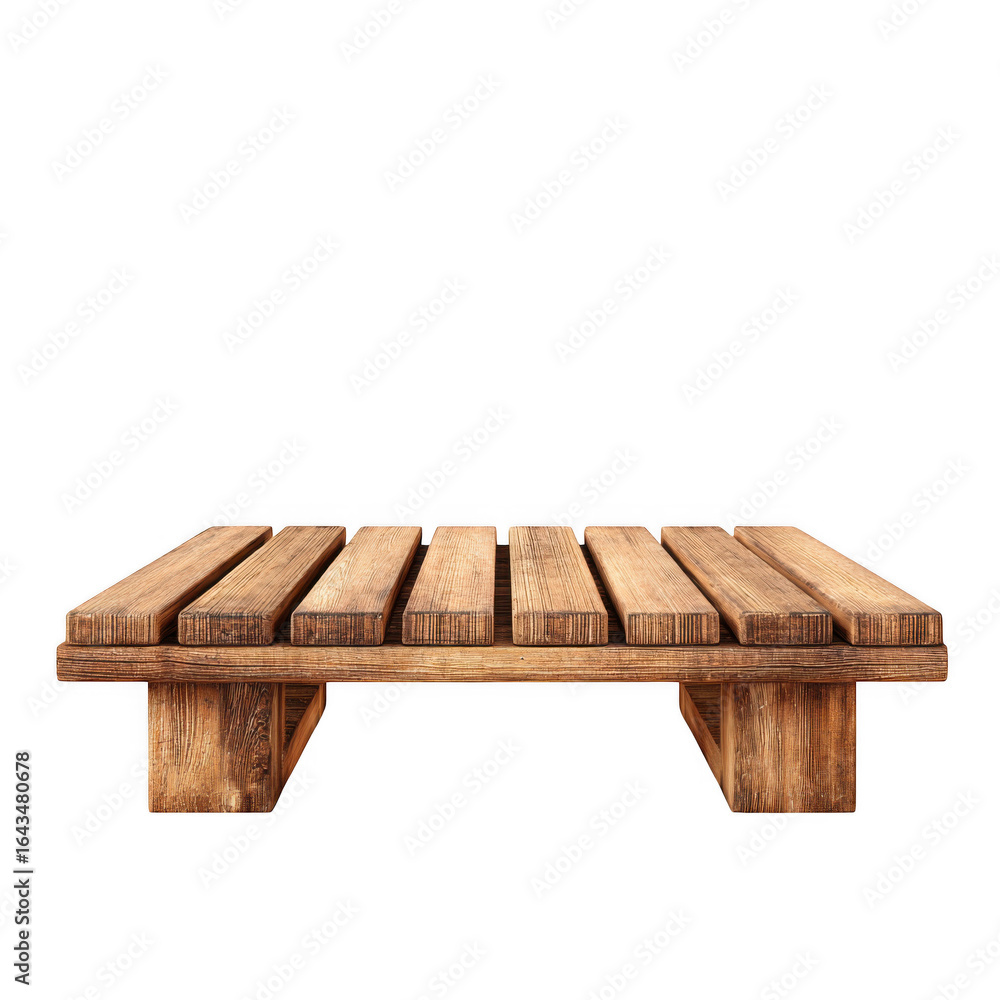 Fototapeta premium Wooden springboard platform front view isolated on white and transparent background