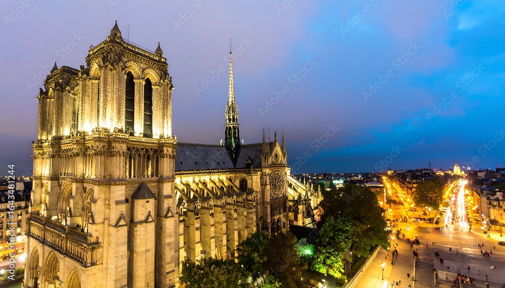 Obraz premium Illuminated gothic cathedral at twilight.