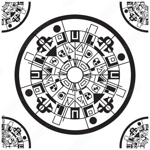 Abstract Circle Pattern – Black Geometric Shapes on White. AI generator