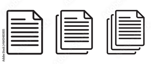 document icons. paper symbol with single and multiple page. symbol collection. document line icon. vector illustration.