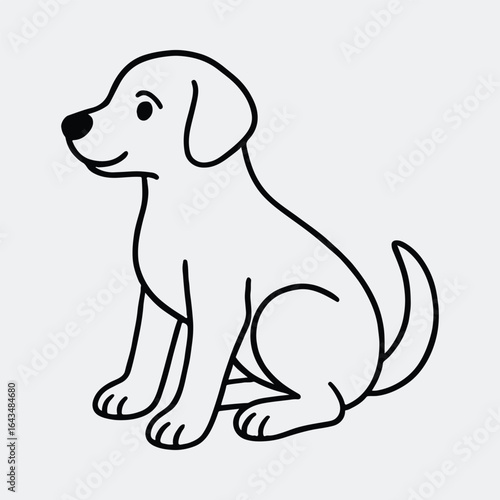Silhouette cartoon dog sitting patiently adorable pet vector illustration