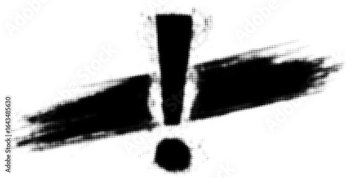 Black paint splatter exclamation mark, abstract concept