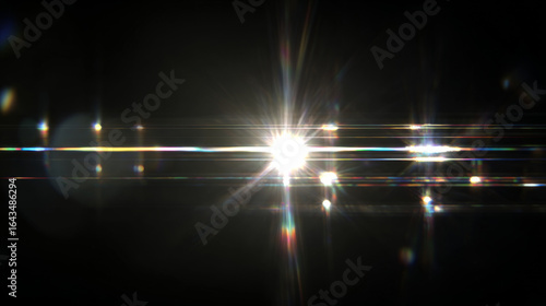 Background of Christmas red retro film overly, image with scratch, dust and light leaks. Xmas lens flare holographic effect background.Glowing glotter bokeh winter holidys aesthetic