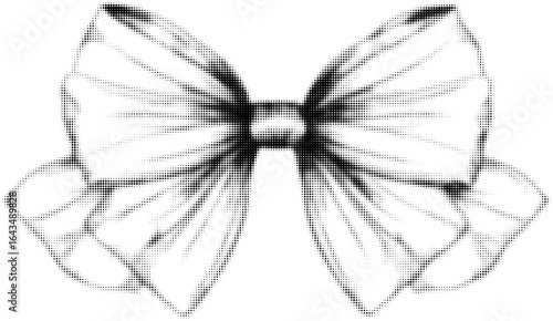 Monochrome polka dot pattern of a bow illustration with vintage style