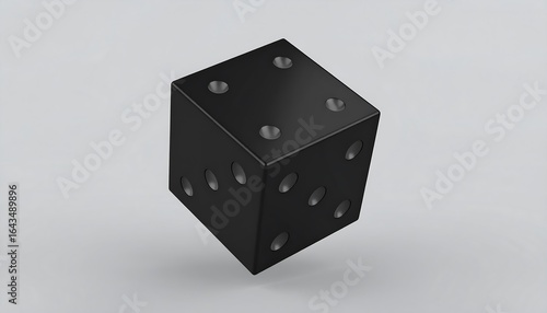 Black die on a light gray background.