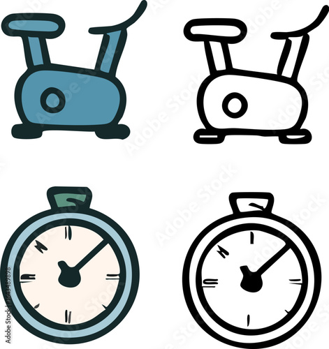 Exercise Bike and Stopwatch Icons.