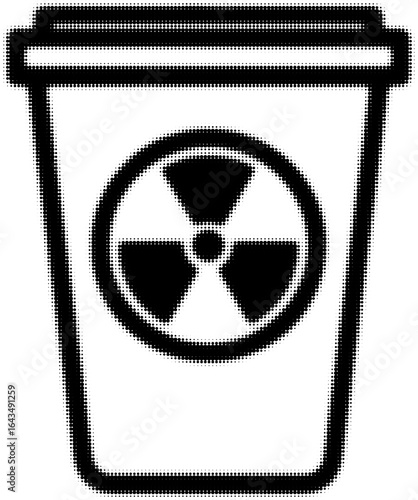 Black and white icon of radioactive waste bin