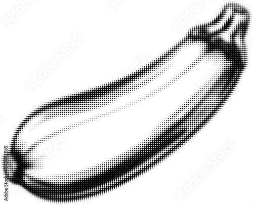 Halftone style zucchini in black and white