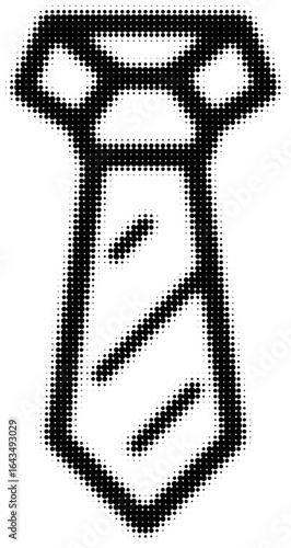 Black halftone dotted pattern of a necktie icon