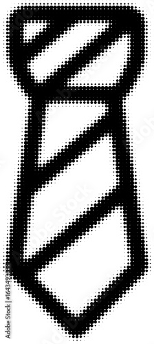 Halftone pixel art image of a stylized black tie