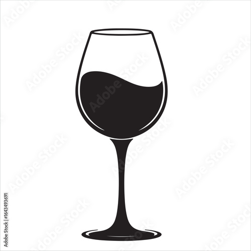 Red Wine Glass Icon Silhouette