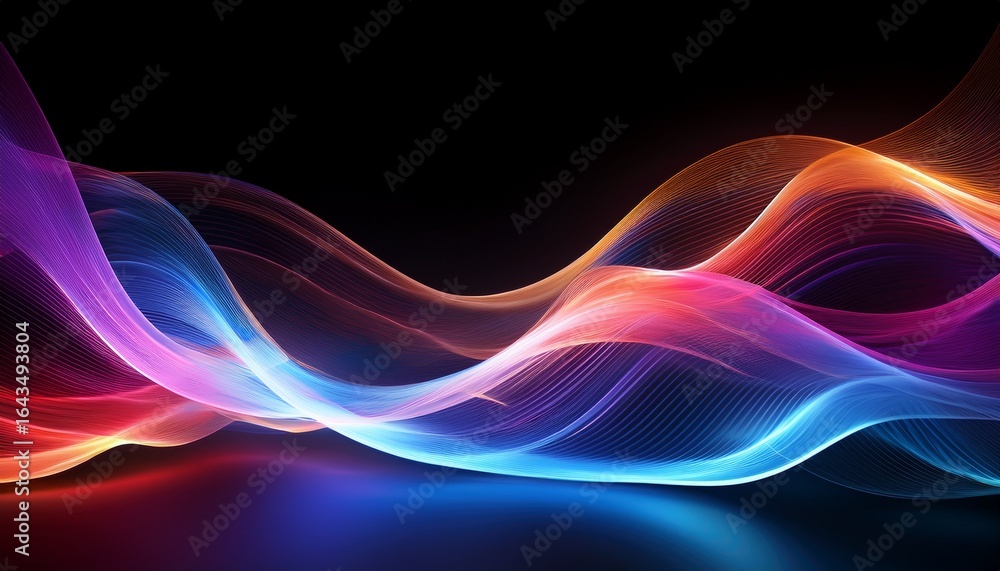 Obraz premium elegant flowing waves of light in vibrant colors create an ethereal atmosphere