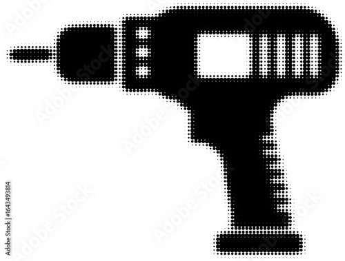 Silhouette of a cordless drill with dotted pattern illustration design