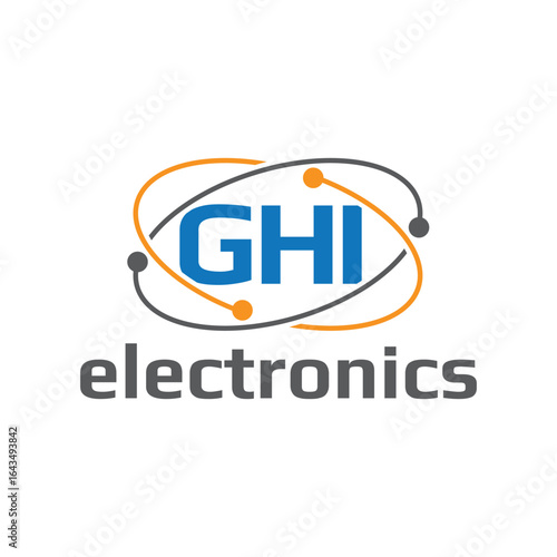 Modern GHI Electronics Logo:  Blue, Orange, and Gray Corporate Branding Design.